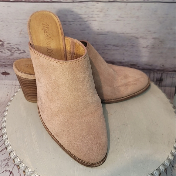 Shoes - Madewell-Harper Woman’s Sz 6 Powdered Pink Suede Leather Block Heel Slide Mule